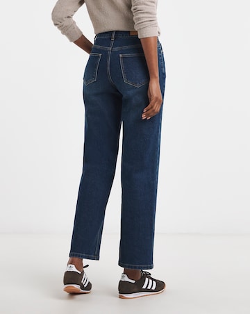 Dark Blue Turn Up Straight Leg Jean