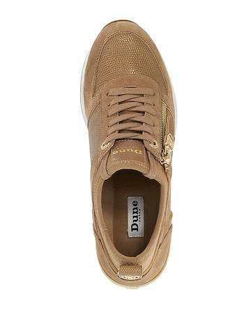 Dune Eiline Lace Up Wedge Leather Trainer Standard Fit