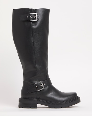 Eden Buckle Detail Knee High Boots - Wide Fit (E) & Super Curvy Calf