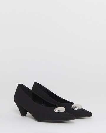 Nevis Kitten Heel Hardware Trim V Cut Court Shoes - Wide Fit (E)