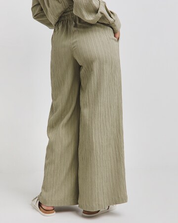 Sage Textured Wide Leg Trousers