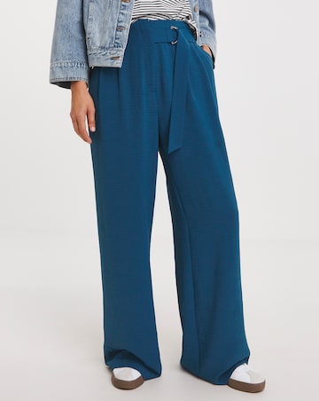 Textured Wide Leg Belted Trouser