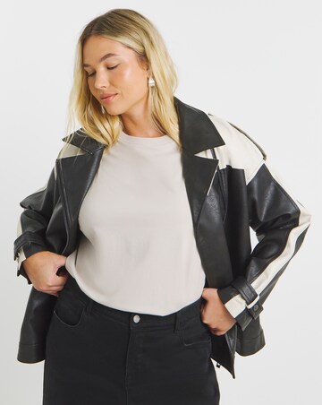 Black Colourblock Oversized Biker