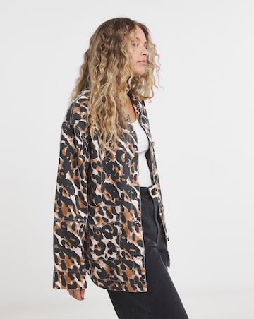 Simply Be Leopard Print Button Through Utility Jacket