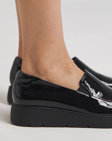 Heavenly Soles Rylee Low Wedge Slipper Cut Plain Loafer - Wide Fit (E)