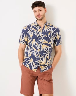 FatFace Palm Print Short Sleeve Shirt - Black