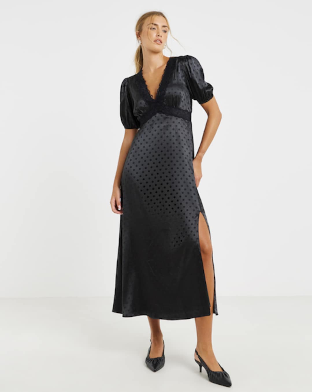 black dress at fashion world In Your World Mesh Midi Dress - Black