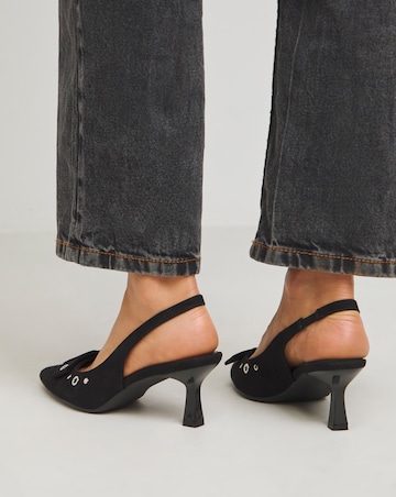 Delia Eyelet Detail Slingback Point Court Shoes - Wide Fit (E)