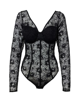 Figleaves Underwired Non Padded All Over Lace Body Black