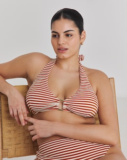 Chelsea Peers Multi Rib Halter Neck Bikini Top Multi