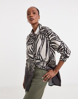 Printed Textured Long Sleeve Shirt