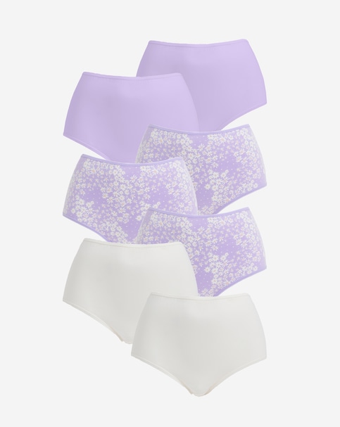Pretty Secrets (7 Pack) Cotton Full Fit Brief Knickers Lilac Floral