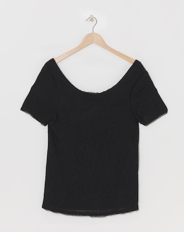 Black Scoop Back Frill Lace T-Shirt
