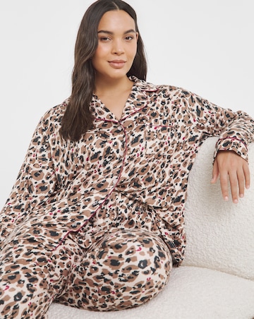Pretty Secrets Button Through Revere Pyjama Set Animal Print