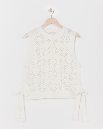 Cream Cotton Tie Side Knitted Tank Top