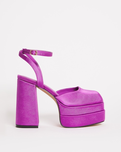 Athene Square Toe Platform Heeled Court Shoes - Extra Wide Fit (EEE)