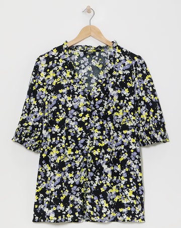 Printed Frill Trim Top