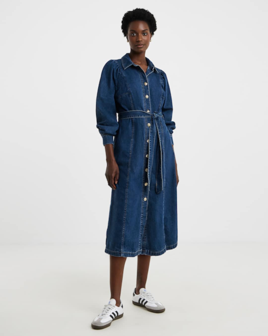 Monsoon Alison V-Neck Denim Midi Dress