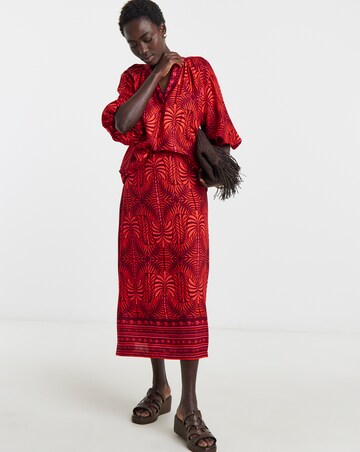 Printed Linen A Line Skirt