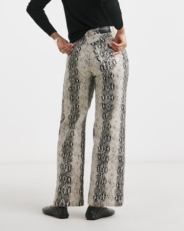 Black Snake Print Wide Leg Jeans