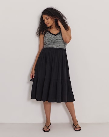 Beach to Beach Contrast Stitch Shirred Beach Dress