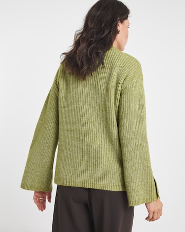 Green Button Sleeve Jumper