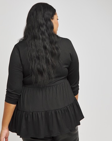 Long Sleeve Ribbed Tiered Top