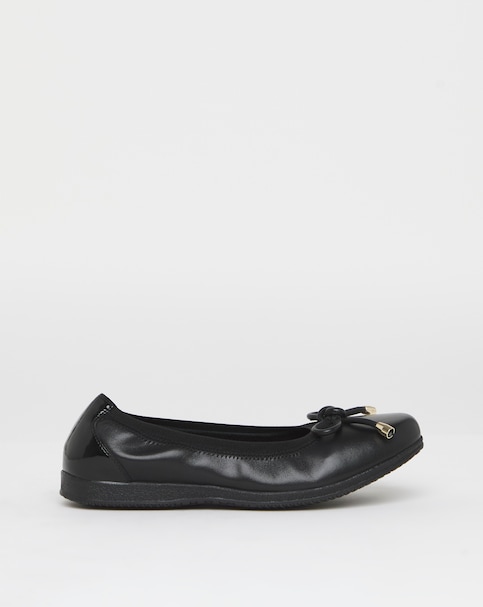 Heavenly Soles Zuri Elasticated Topline Ballerinas With Bow - Wide Fit (E)