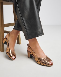 Solana Peep Toe Shoes With Slingback - Wide Fit (E)