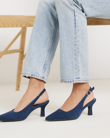 Verona Suede Pointed Toe Slingback Heels - Wide Fit (E)