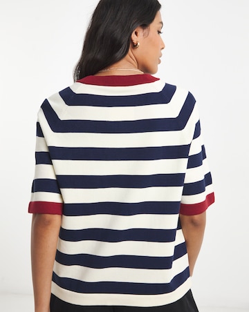 Simply Be Contrast Stripe Half Sleeve Knitted Jumper