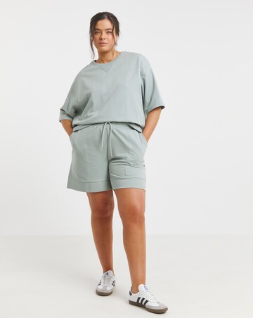 Simply Be Sage Short Sleeve Sweatshirt with Rib Detail