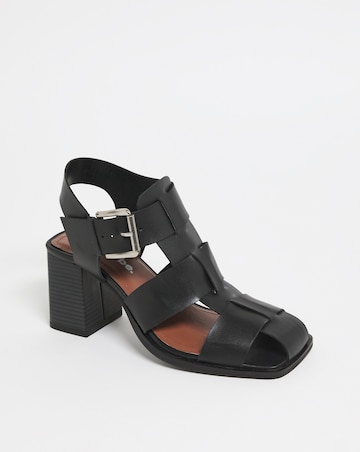 Charlotte Leather Fisherman Block Heeled Shoes - Wide Fit (E)