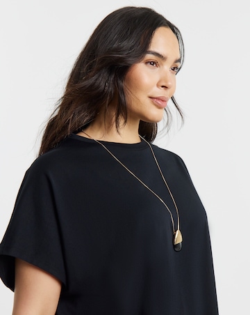 Black Slouchy Dip Back Pure Cotton T-Shirt
