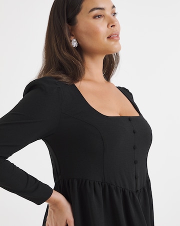 Black Historic Detail Crepe Midi Dress