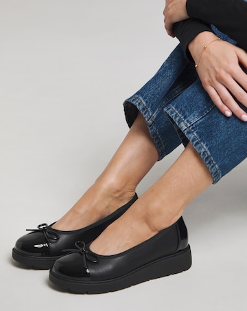 Heavenly Soles Josie Low Wedge Ballerina Shoe - Extra Wide Fit (EEE)