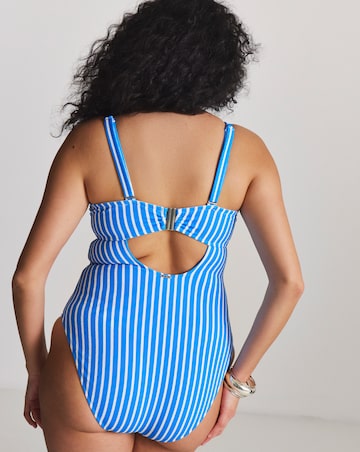 Figleaves Stripe Bandeau Underwired Tie Detail Swimsuit