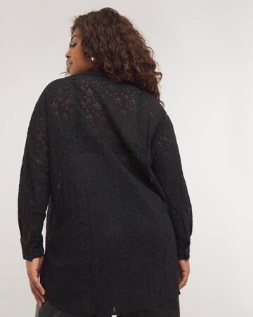 Black Longline Long Sleeve Lace Shirt