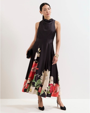 Phase Eight Cheryl Satin Printed Midi Dress