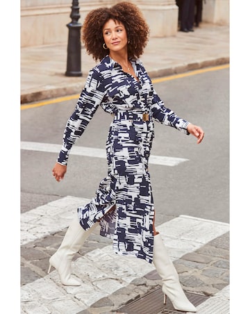 Sosandar Abstract Print Luxe Utility Shirt Dress