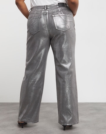 Silver Metallic Straight Leg Jean