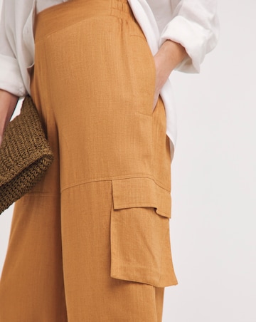 Tobacco Linen Wide Leg Utility Trousers