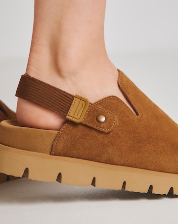 Austin Suede Chunky Closed Toe Mules - Wide Fit (E)