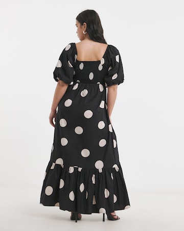 Simply Be Mono Spot Print Printed Cotton Poplin Maxi Dress