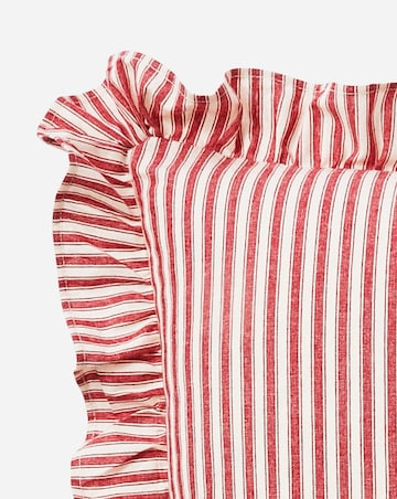 Sylvia Ruffled Stripe Cushion - Red