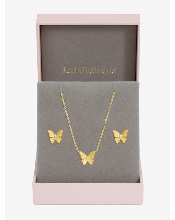 Jon Richard Gold Plated Diamond Cut Butterfly Set - Gift Box