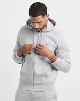 Lacoste Classic Zip Through Hoodie - Grey Marl