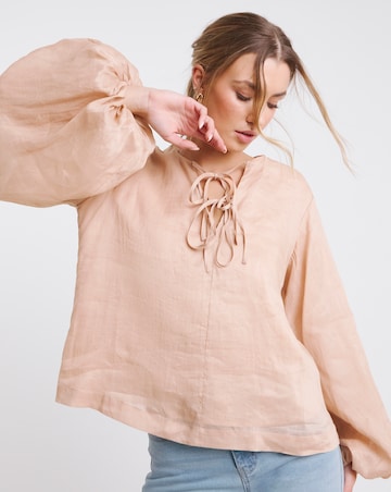 Simply Be Blush Premium Ramie Volume Sleeve Blouse