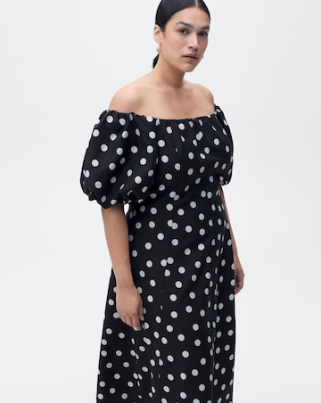 Mango Strapless Polka-Dot Dress