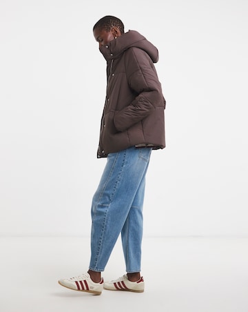 Chocolate Funnel Neck Padded Coat